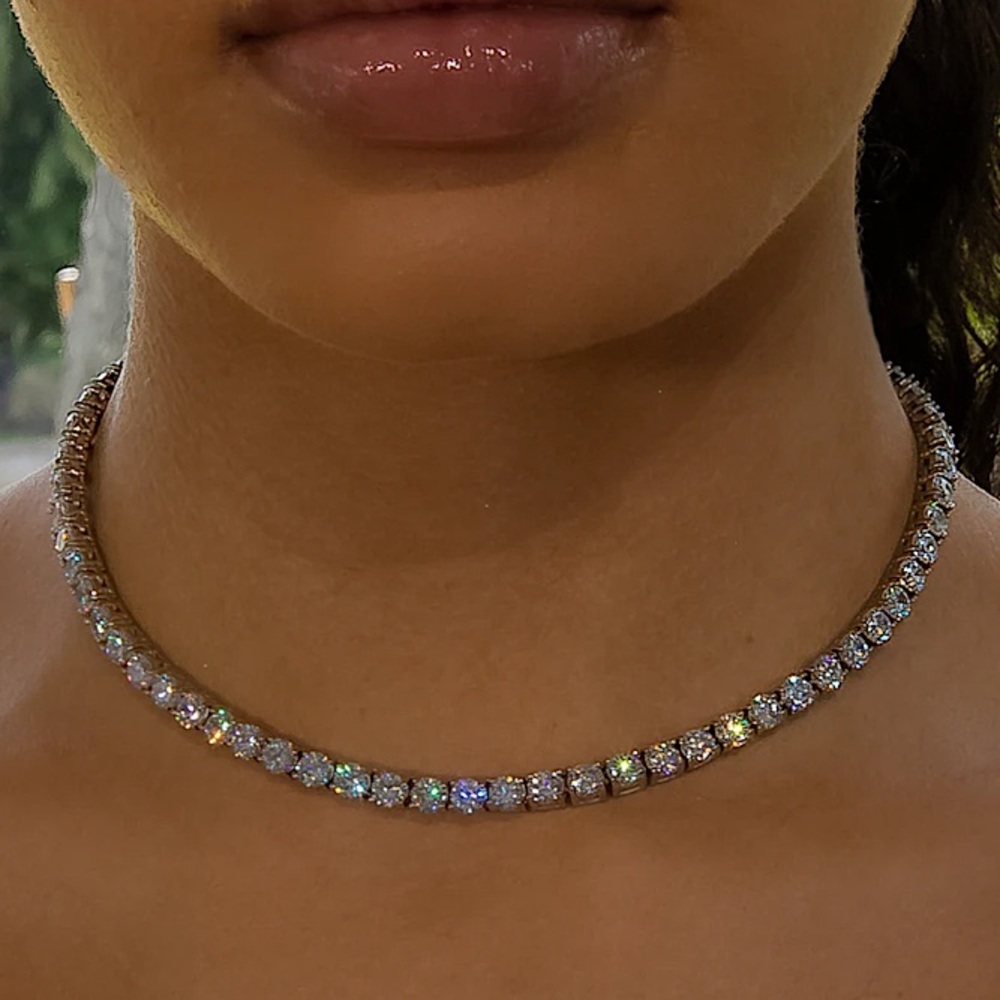 5mm 18k White Gold Signature Tennis Necklace 18”